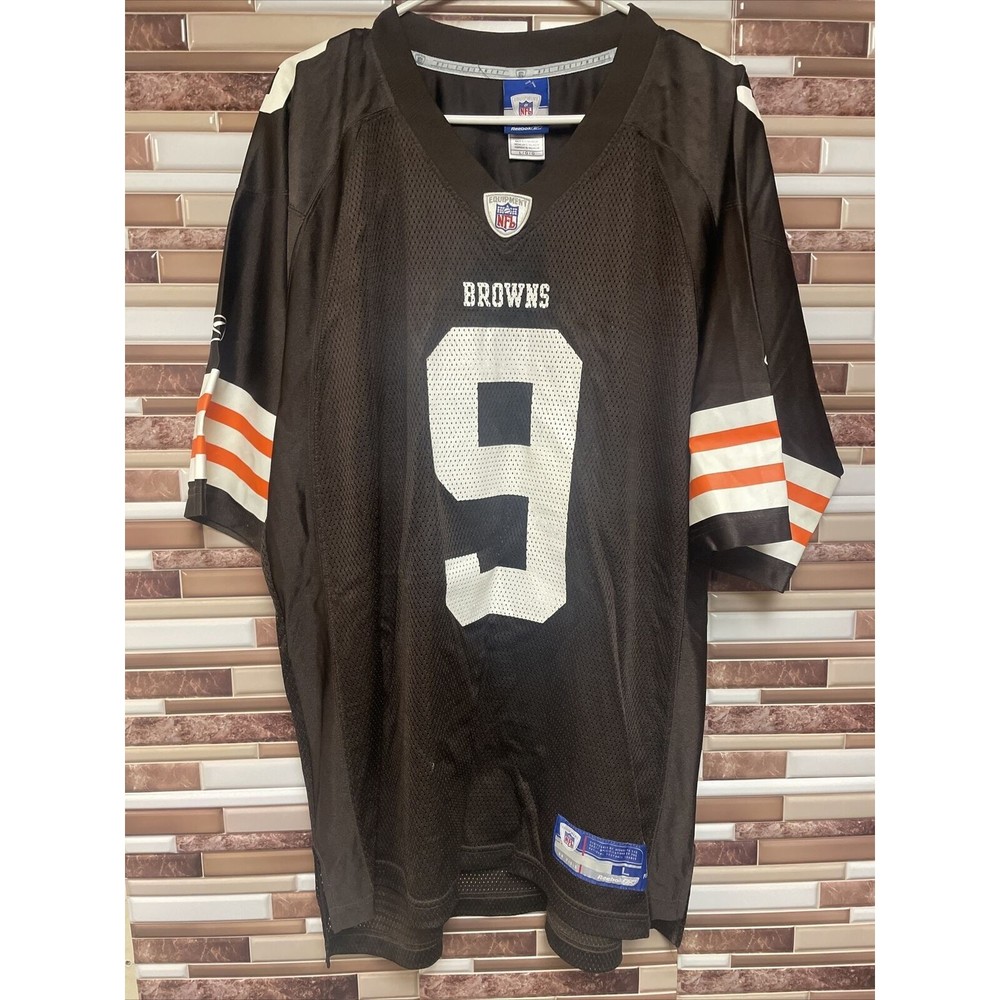 REEBOK NFL EQUIPMENT CLEVELAND BROWNS CHARLIE FRYE #9 ON FIELD JERSEY ADULT LG